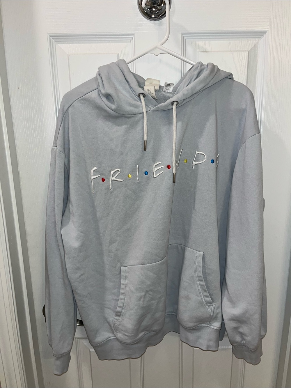 H&M Light Gray 'FRIENDS' Embroidered Pullover Hoodie